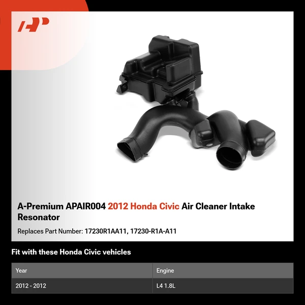 A-Premium APAIR004 2012 Honda Civic Air Cleaner Intake Resonator