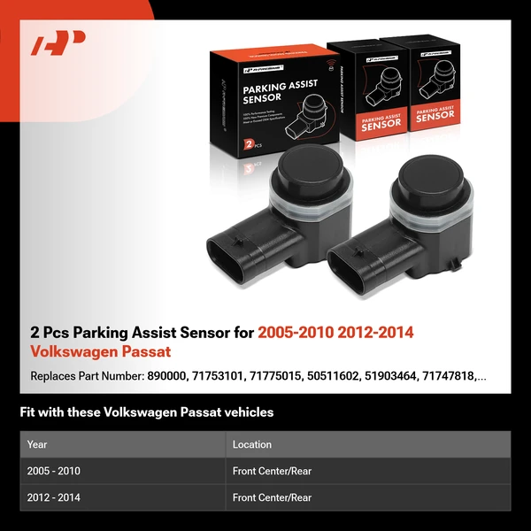 2 Pcs Parking Assist Sensor for 2005-2010 2012-2014 Volkswagen Passat