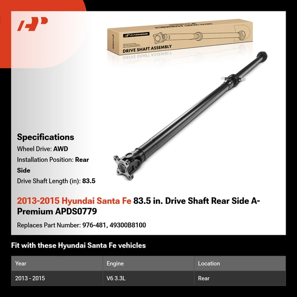 2013-2015 Hyundai Santa Fe 83.5 in. Drive Shaft Rear Side A-Premium APDS0779