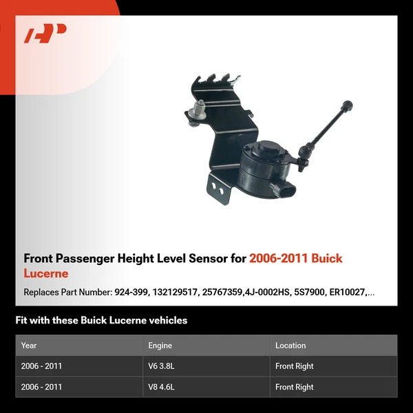 Front Passenger Height Level Sensor for 2006-2011 Buick Lucerne