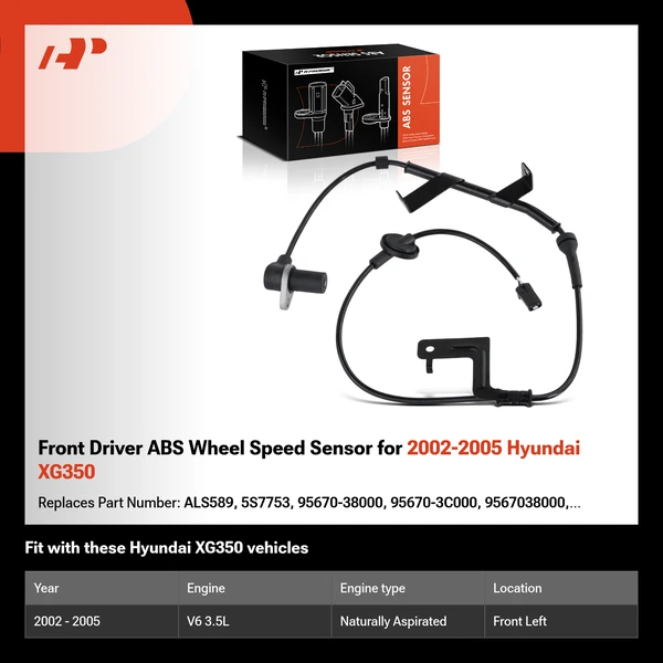 Front Driver ABS Wheel Speed Sensor for 2002-2005 Hyundai XG350