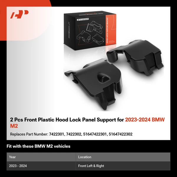 2 Pcs Front Plastic Hood Lock Panel Support for 2023-2024 BMW M2