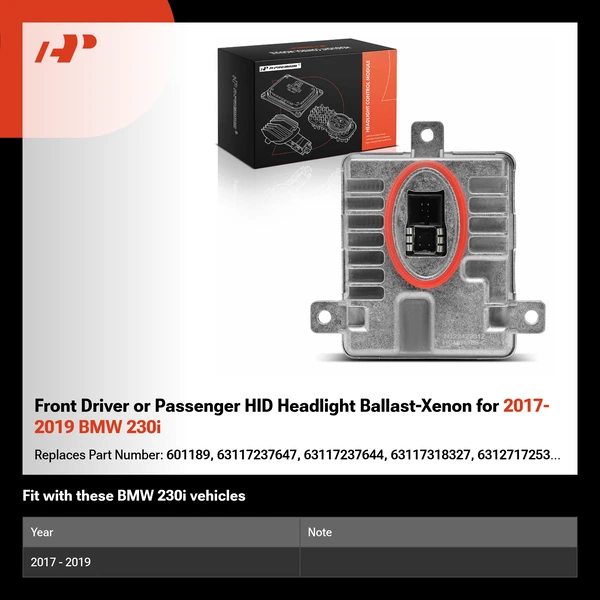 Front Driver or Passenger HID Headlight Ballast-Xenon for 2017-2019 BMW 230i