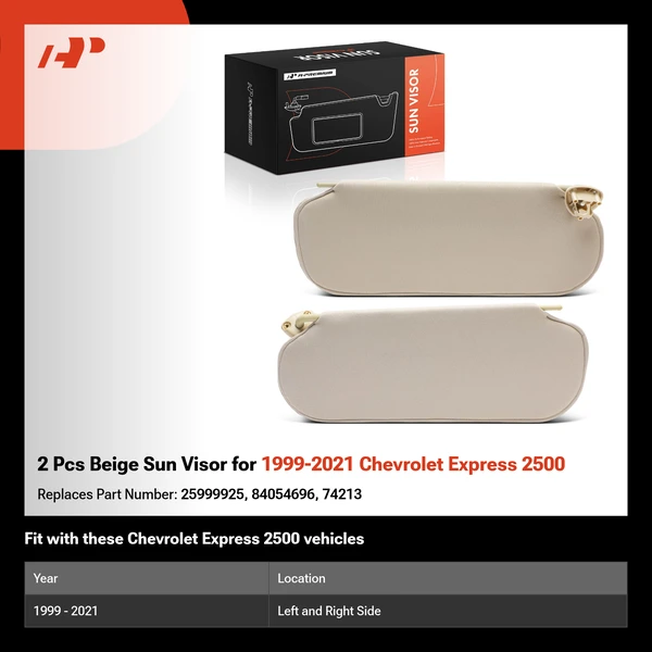 2 Pcs Beige Sun Visor for 1999-2021 Chevrolet Express 2500