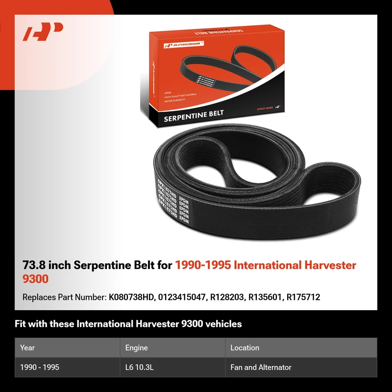 73.8 inch Serpentine Belt for 1990-1995 International Harvester 9300