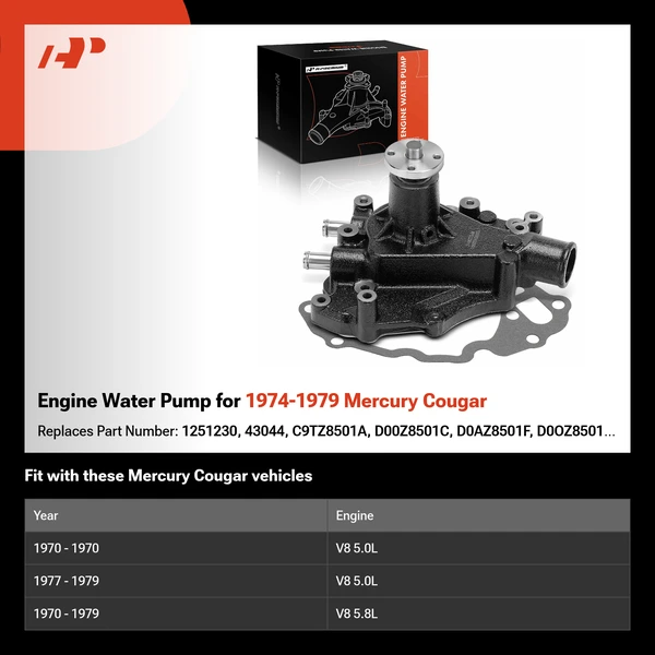 Engine Water Pump for 1974-1979 Mercury Cougar