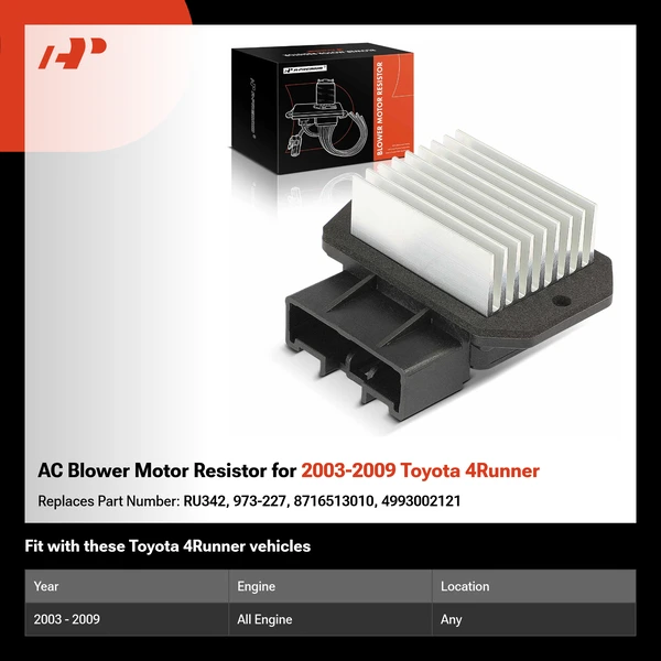 AC Blower Motor Resistor for 2003-2009 Toyota 4Runner