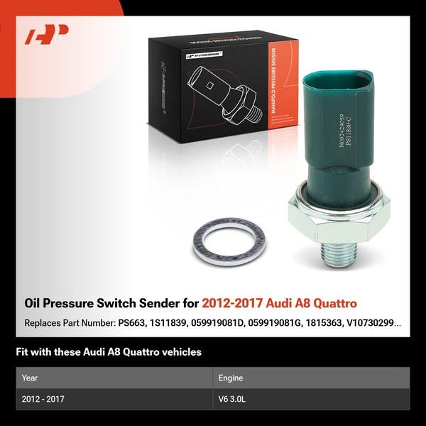 Oil Pressure Switch Sender for 2012-2017 Audi A8 Quattro