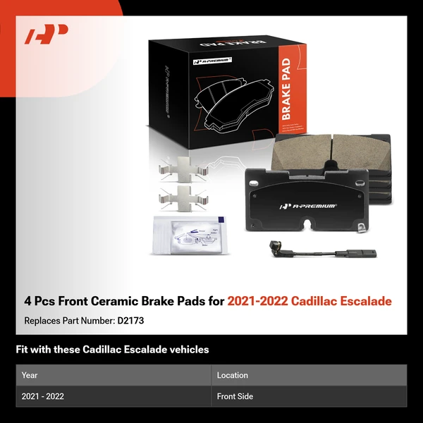 4 Pcs Front Ceramic Brake Pads for 2021-2022 Cadillac Escalade