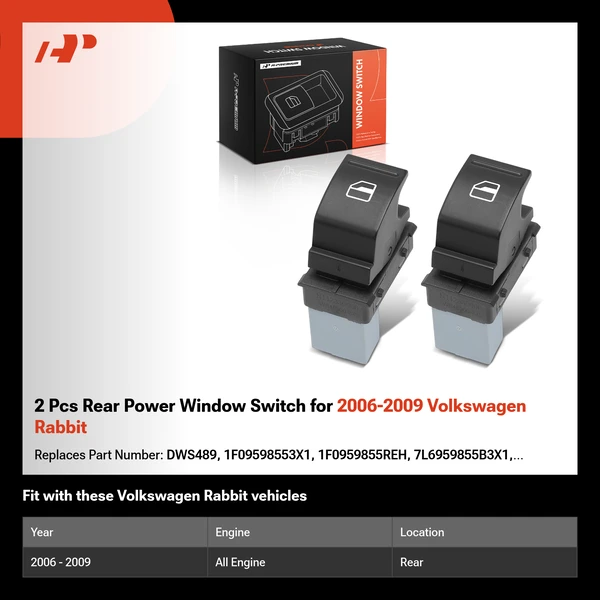 2 Pcs Rear Power Window Switch for 2006-2009 Volkswagen Rabbit