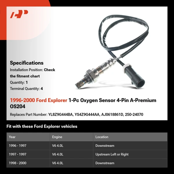 1996-2000 Ford Explorer 1-Pc Oxygen Sensor 4-Pin A-Premium OS204