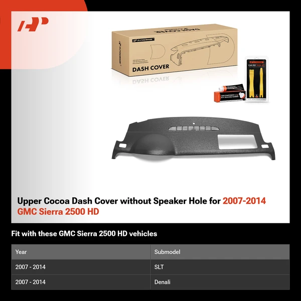 Upper Cocoa Dash Cover without Speaker Hole for 2007-2014 GMC Sierra 2500 HD