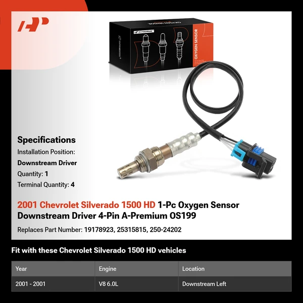 2001 Chevrolet Silverado 1500 HD 1-Pc Oxygen Sensor Downstream Driver 4-Pin A-Premium OS199