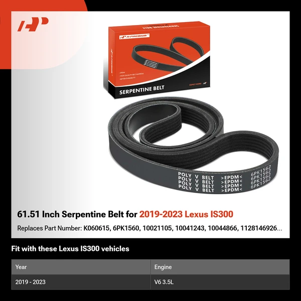 61.51 Inch Serpentine Belt for 2019-2023 Lexus IS300