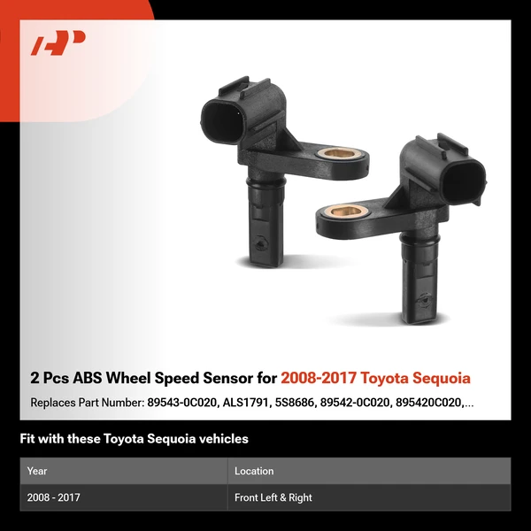 2 Pcs ABS Wheel Speed Sensor for 2008-2017 Toyota Sequoia