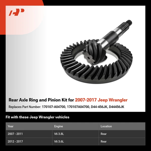 Rear Axle Ring and Pinion Kit for 2007-2017 Jeep Wrangler