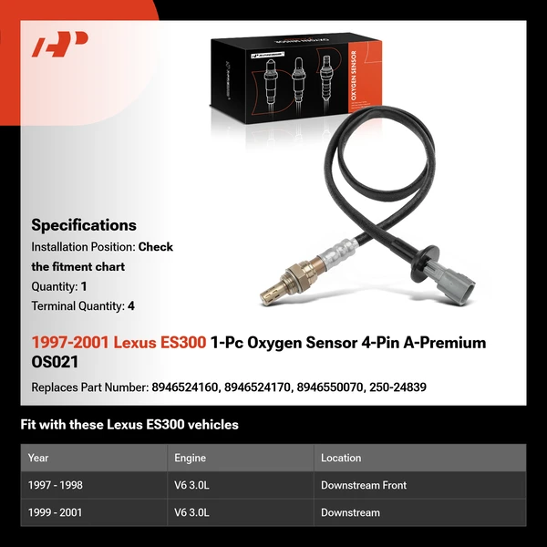 1997-2001 Lexus ES300 1-Pc Oxygen Sensor 4-Pin A-Premium OS021