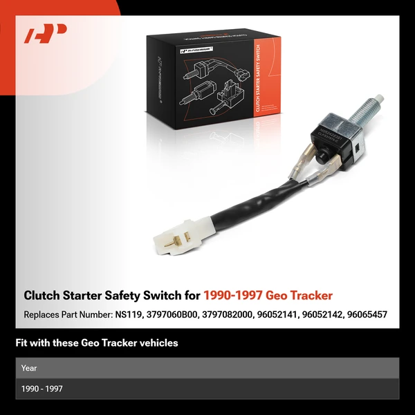 Clutch Starter Safety Switch for 1990-1997 Geo Tracker