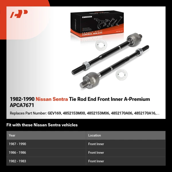 1982-1990 Nissan Sentra Tie Rod End Front Inner A-Premium APCA7671