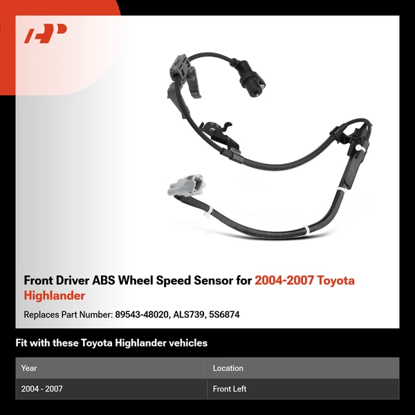 Front Driver ABS Wheel Speed Sensor for 2004-2007 Toyota Highlander