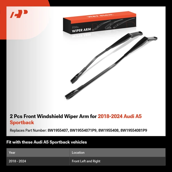 2 Pcs Front Windshield Wiper Arm for 2018-2024 Audi A5 Sportback