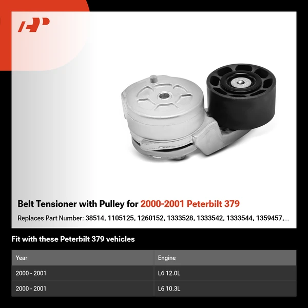 Belt Tensioner with Pulley for 2000-2001 Peterbilt 379