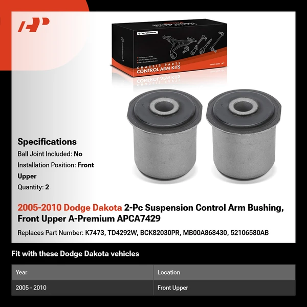 2005-2010 Dodge Dakota 2-Pc Suspension Control Arm Bushing, Front Upper A-Premium APCA7429