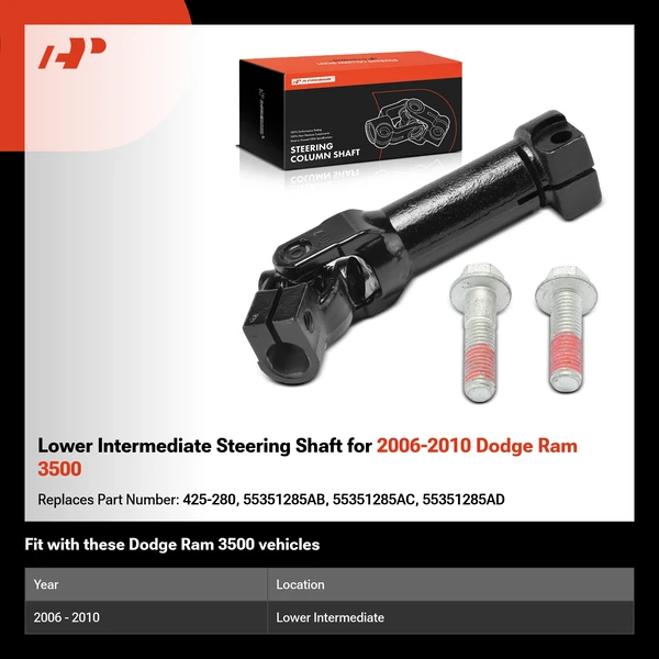 Lower Intermediate Steering Shaft for 2006-2010 Dodge Ram 3500