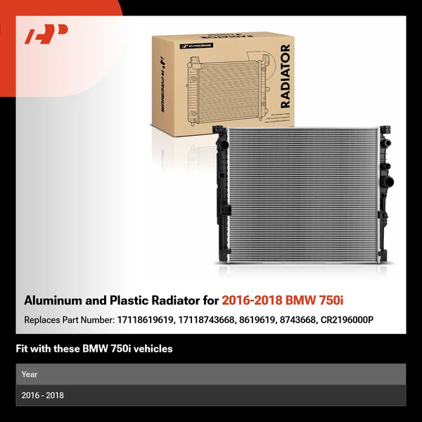 Aluminum and Plastic Radiator for 2016-2018 BMW 750i