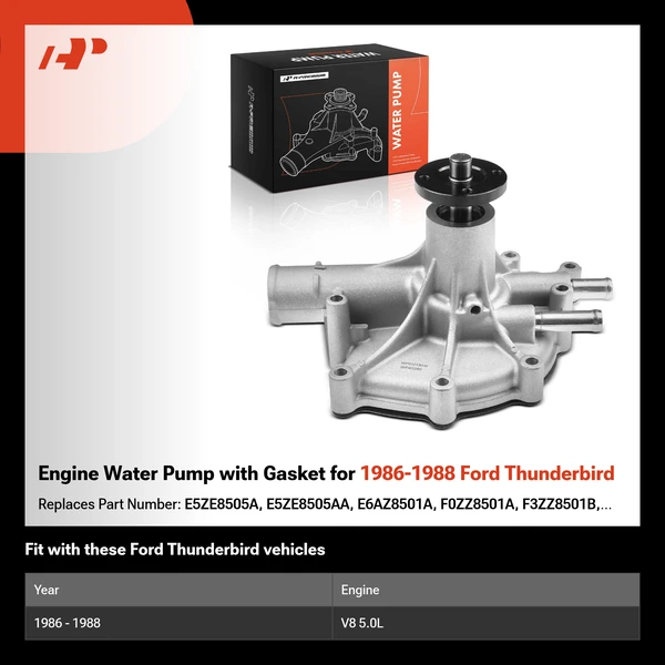 Engine Water Pump with Gasket for 1986-1988 Ford Thunderbird