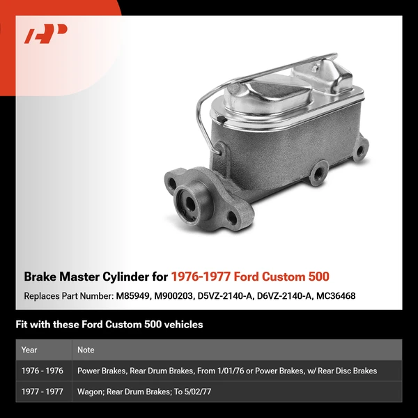 Brake Master Cylinder for 1976-1977 Ford Custom 500
