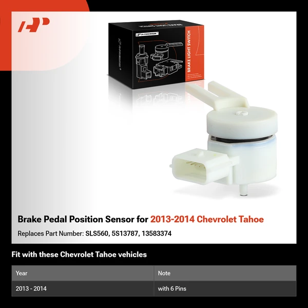 Brake Pedal Position Sensor for 2013-2014 Chevrolet Tahoe