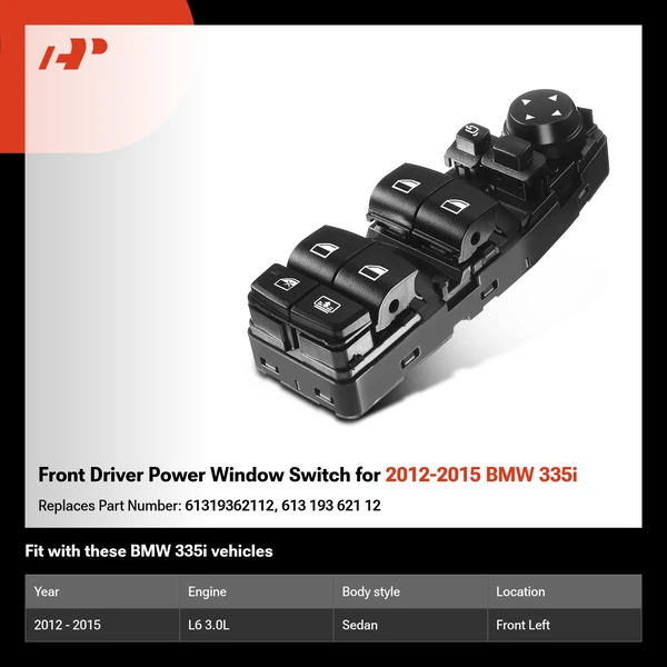 Front Driver Power Window Switch for 2012-2015 BMW 335i