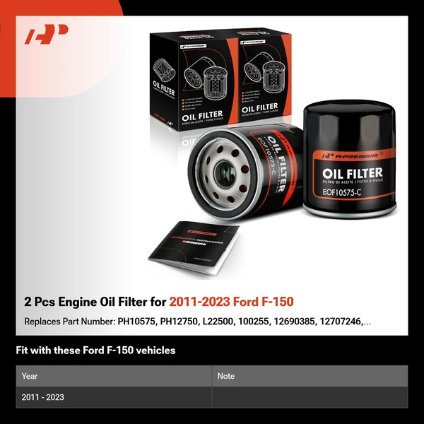 2 Pcs Engine Oil Filter for 2011-2023 Ford F-150