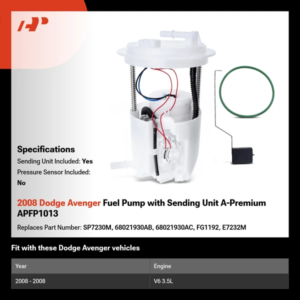 2008 Dodge Avenger Fuel Pump with Sending Unit A-Premium APFP1013