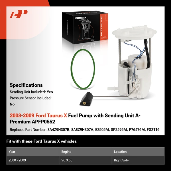 2008-2009 Ford Taurus X Fuel Pump with Sending Unit A-Premium APFP0552