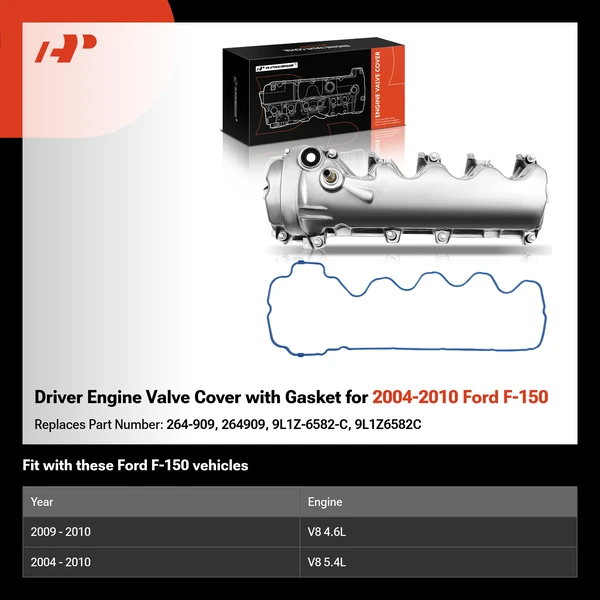 Driver Engine Valve Cover with Gasket for 2004-2010 Ford F-150