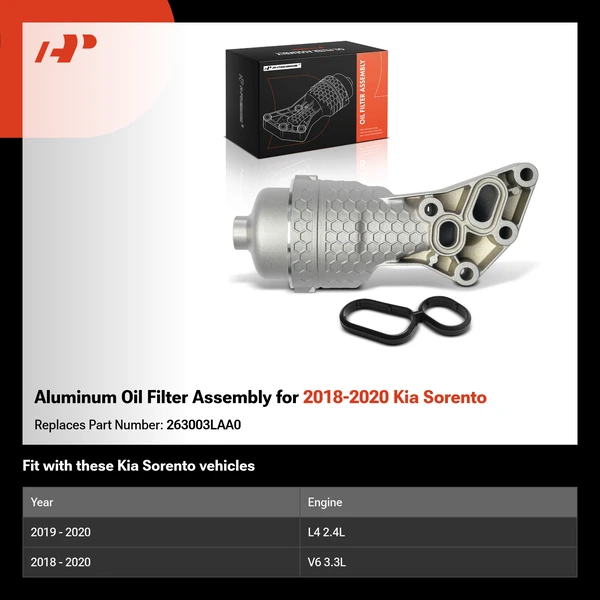 Aluminum Oil Filter Assembly for 2018-2020 Kia Sorento