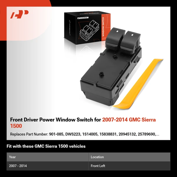 Front Driver Power Window Switch for 2007-2014 GMC Sierra 1500