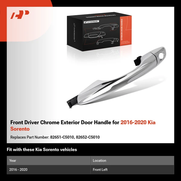 Front Driver Chrome Exterior Door Handle for 2016-2020 Kia Sorento
