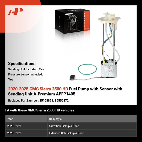 2020-2025 GMC Sierra 2500 HD Fuel Pump with Sensor with Sending Unit A-Premium APFP1405