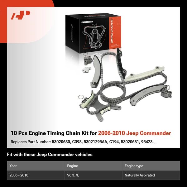 10 Pcs Engine Timing Chain Kit for 2006-2010 Jeep Commander