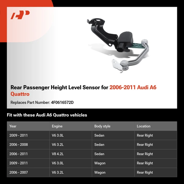 Rear Passenger Height Level Sensor for 2006-2011 Audi A6 Quattro