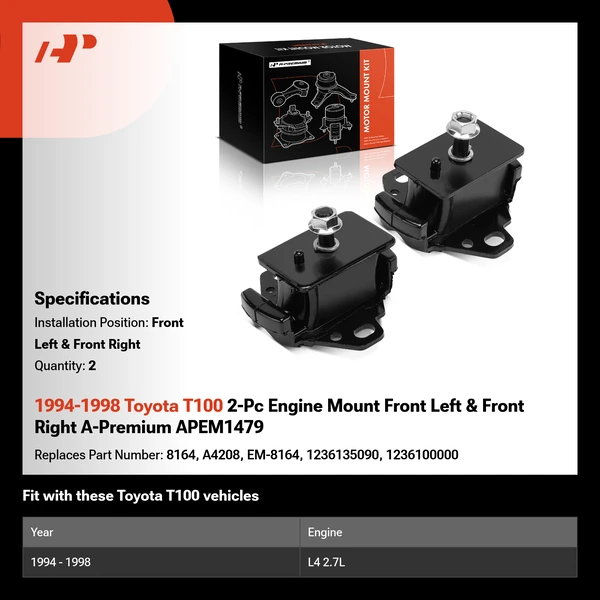 1994-1998 Toyota T100 2-Pc Engine Mount Front Left & Front Right A-Premium APEM1479