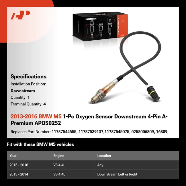 2013-2016 BMW M5 1-Pc Oxygen Sensor Downstream 4-Pin A-Premium APOS0252