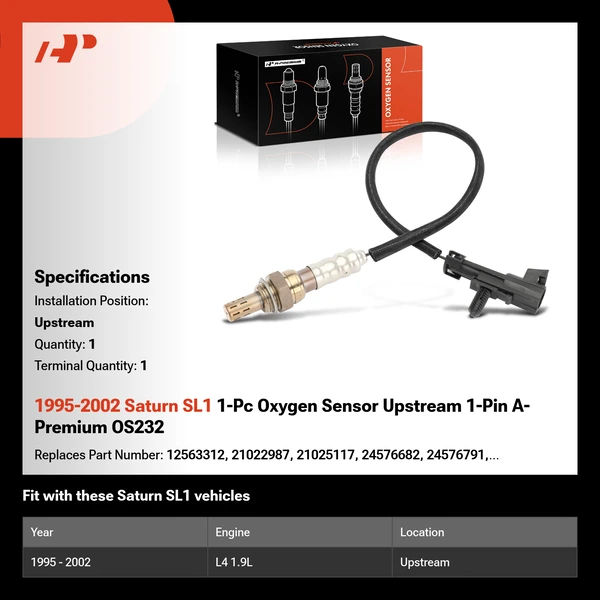 1995-2002 Saturn SL1 1-Pc Oxygen Sensor Upstream 1-Pin A-Premium OS232