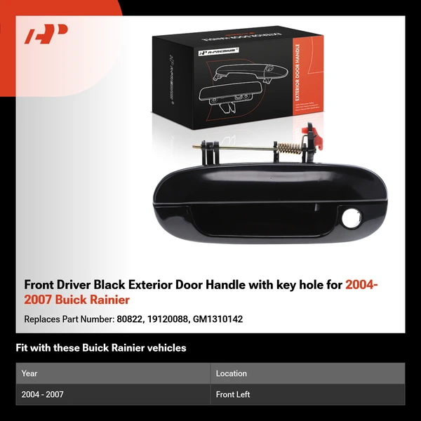 Front Driver Black Exterior Door Handle with key hole for 2004-2007 Buick Rainier