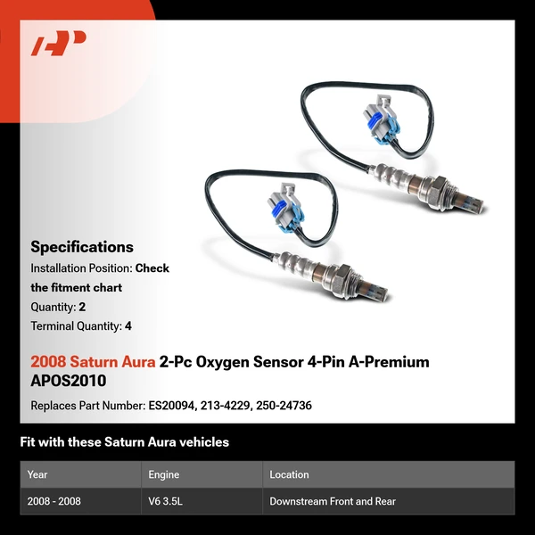 2008 Saturn Aura 2-Pc Oxygen Sensor 4-Pin A-Premium APOS2010