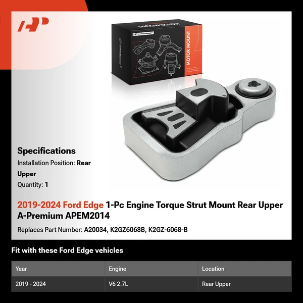 2019-2024 Ford Edge 1-Pc Engine Torque Strut Mount Rear Upper A-Premium APEM2014