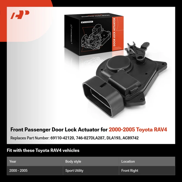 Front Passenger Door Lock Actuator for 2000-2005 Toyota RAV4